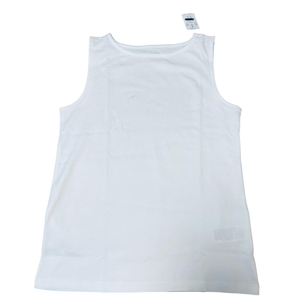 NWT J.Crew Size Medium Essential shell tank top White 100% Cotton Loose Fit - Picture 2 of 9